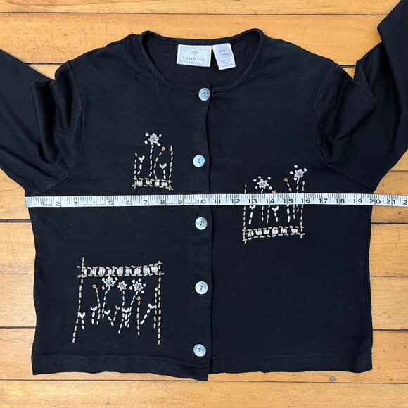 Vintage Susan Bristol Linen Blend Hand Embroidered Cardigan, Size S - Picture 9 of 12